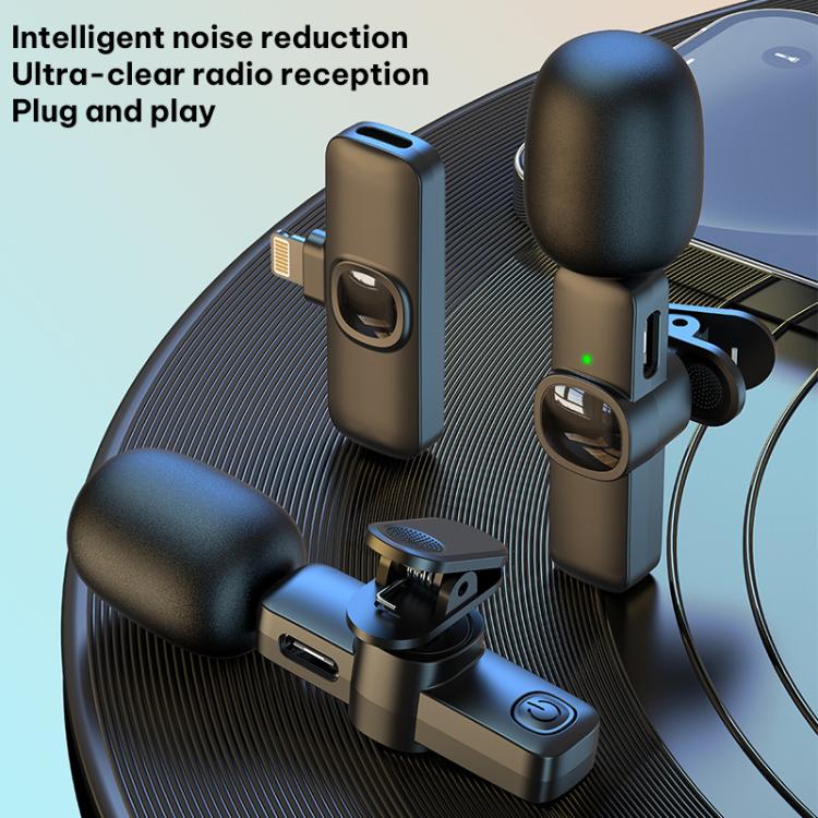 J1 Lavalier Wireless Microphone Noise Reduction Mini Mic, 1 Mic + Type-C Plug, 1 Mic + 8 Pin Plug