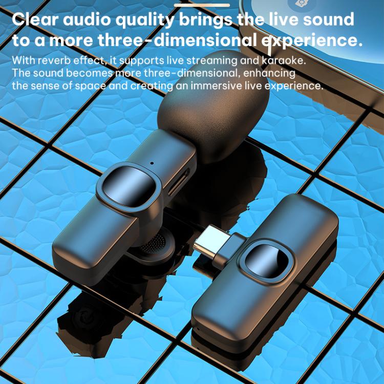 J1 Lavalier Wireless Microphone Noise Reduction Mini Mic, 1 Mic + Type-C Plug, 1 Mic + 8 Pin Plug