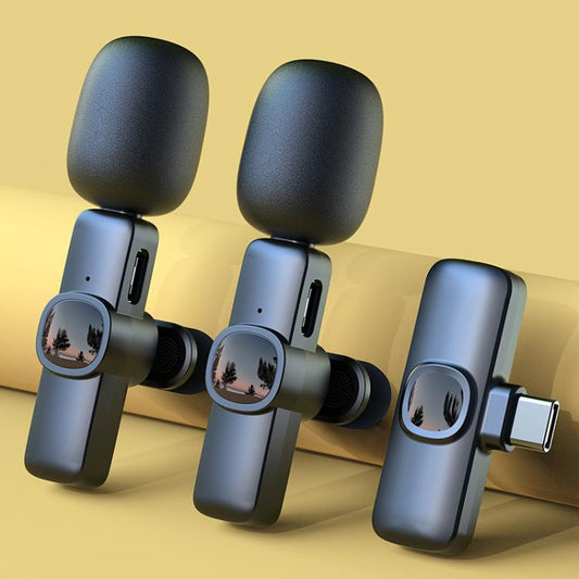 J1 2 in 1 Lavalier Wireless Microphone Noise Reduction Mini Mic, 2 Mics + Type-C Plug, 2 Mics + 8 Pin Plug
