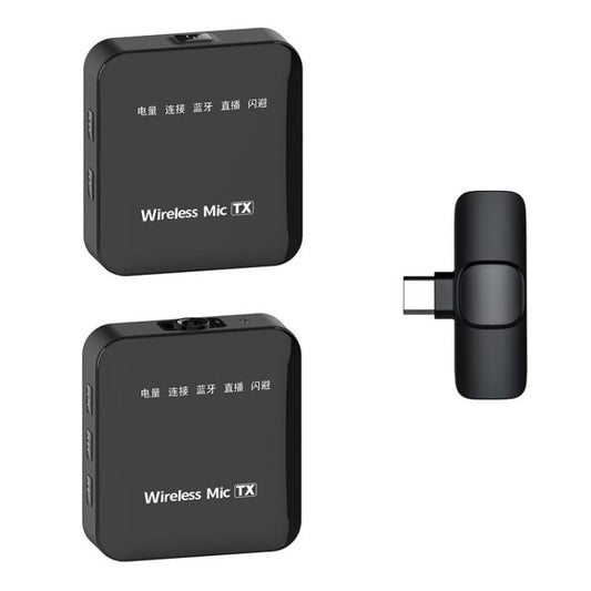K63 2 in 1 Square Lavalier Wireless Microphone Live Audio Recording, 2 Mics + Type-C Plug, 2 Mics + 8 Pin Plug