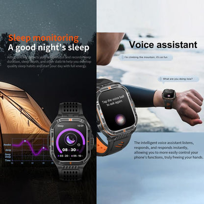 HT38 2.01 inch IPS Square Screen Smart Sports Watch Supports Bluetooth Call, Health Monitoring, LED Flashlight