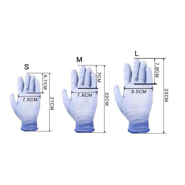 10 Pairs Striped PU Coated Palm Anti-static Labor Protection Gloves Random Color Delivery, S, M, L