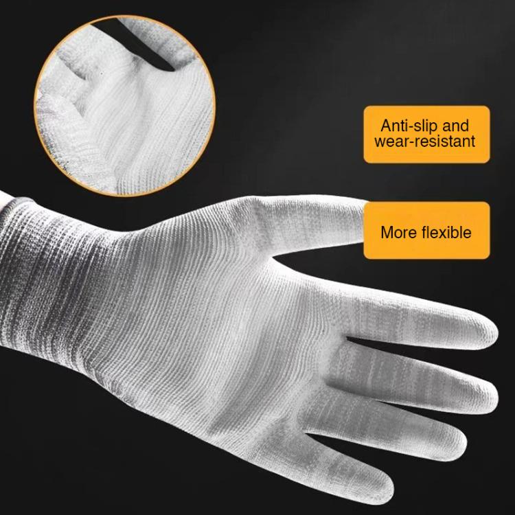 10 Pairs Striped PU Coated Palm Anti-static Labor Protection Gloves Random Color Delivery, S, M, L
