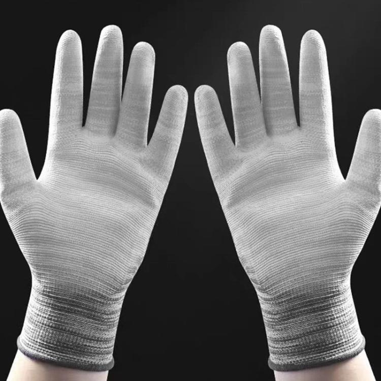 10 Pairs Striped PU Coated Palm Anti-static Labor Protection Gloves Random Color Delivery, S, M, L