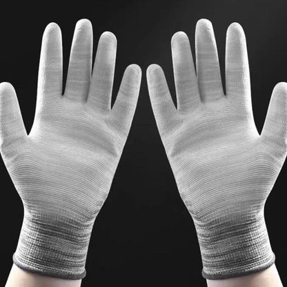 10 Pairs Striped PU Coated Palm Anti-static Labor Protection Gloves Random Color Delivery, S, M, L