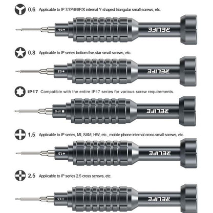 RELIFE RL-730A 5 in 1 Steel Cannon King Classic Series Aluminum Alloy Screwdriver Set, 5 in 1 Set