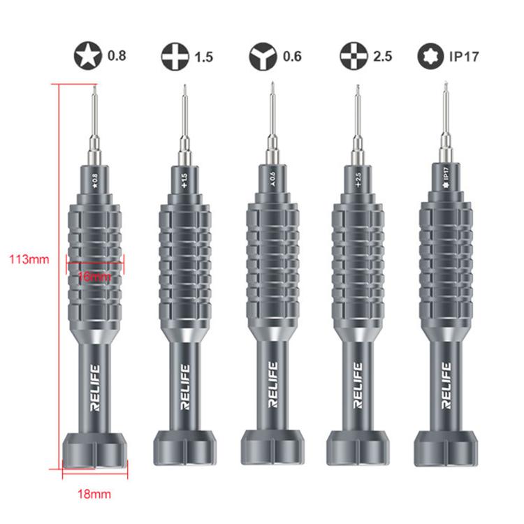 RELIFE RL-730 Steel Cannon King Classic Series Aluminum Alloy Screwdriver, Star 0.8, Phillips 1.5, Phillips 2.5, Y 0.6, Torx T1