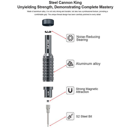RELIFE RL-730 Steel Cannon King Classic Series Aluminum Alloy Screwdriver, Star 0.8, Phillips 1.5, Phillips 2.5, Y 0.6, Torx T1