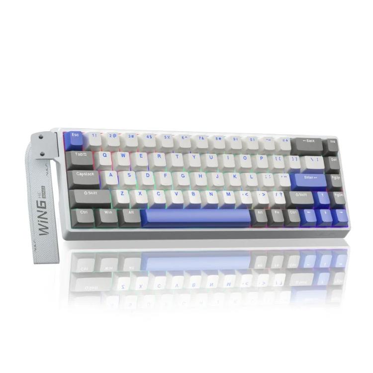 AULA WIN68HE MAX Version 68 Keys RGB Wired Keyboard, WIN68HE Grey+White+Blue Wing Chun Magnetic Axis