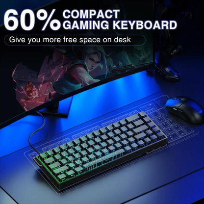 AULA WIN68HE Standard Version 68 Keys RGB Wired Keyboard, WIN68HE Black Contour Lines Grey Wood Magnetic Axis