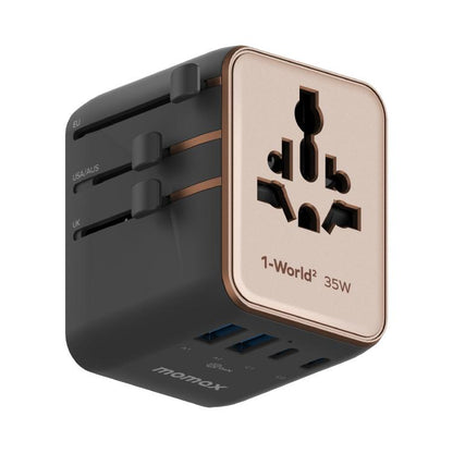 MOMAX 1-World UA27 PD 35W Dual AC GaN Fast Charger, UA27