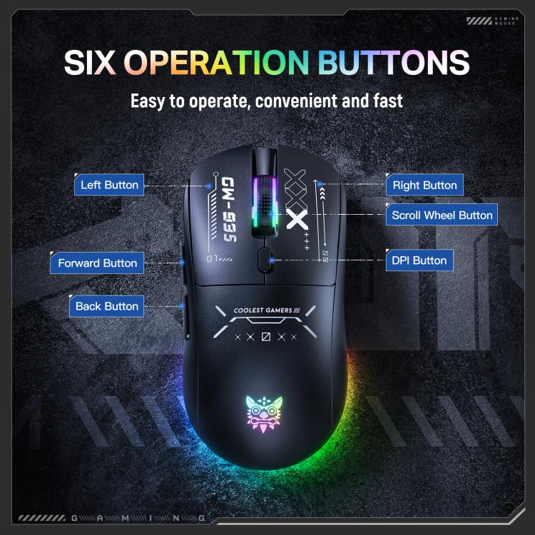 ONIKUMA CW935 12800DPI 2.4GHz + BT + Wired Tri-mode RGB Wireless Mouse, CW935