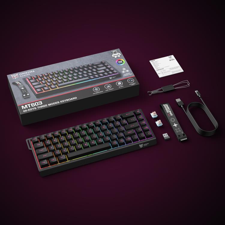 ONIKUMA MT603 68 Keys RGB Tri-mode Magnetic Switch Gaming Keyboard, MT603