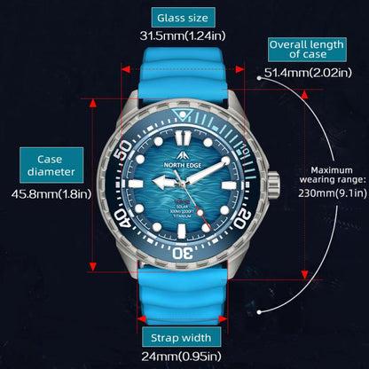 NORTH EDGE TRITON-TI Titanium Alloy Solar-powered Professional Outdoor Dive Watch