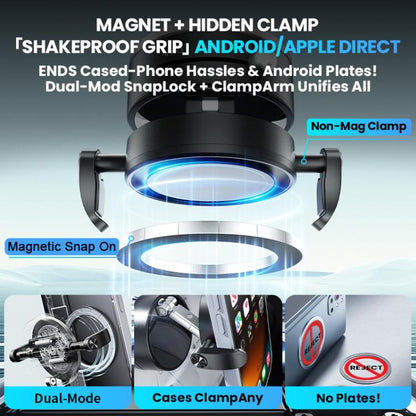 A9 Pro Foldable Clamp-type Nano Vacuum Magnetic 360-degree Rotation Car Phone Holder, A9 Pro (Black), A9 Pro (White)