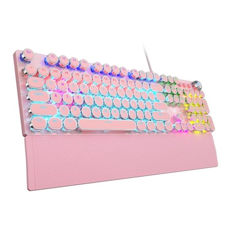 AULA F2088 104 Keys Wired Steampunk Retro Gaming Mechanical Keyboard, White Blue Switch, Pink Blue Switch, Black Blue Switch
