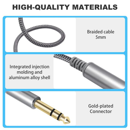 6.35mm 1/4 inch TRS Male to Female Stereo Extension Cable, 2m, 3m, 4.5m, 6m