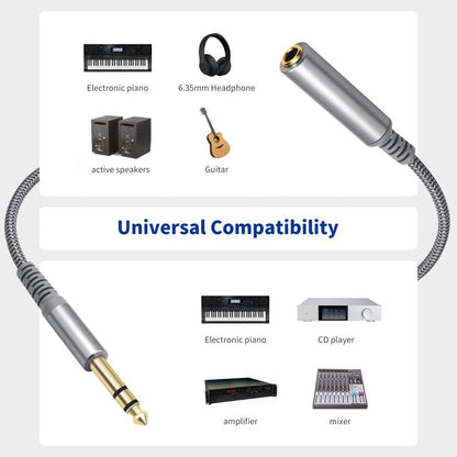 6.35mm 1/4 inch TRS Male to Female Stereo Extension Cable, 2m, 3m, 4.5m, 6m