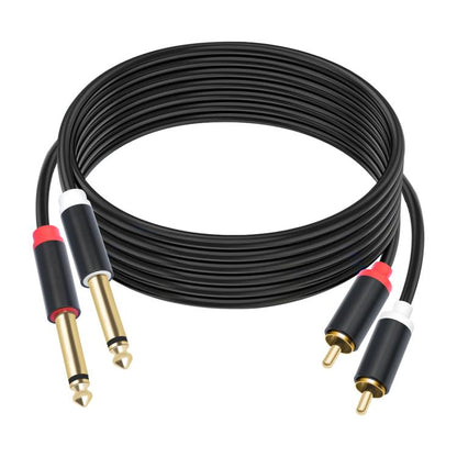 2 RCA to 2x6.35mm Male Mixing Consoles Audio Connection Cables, 1.5m, 3m, 5m