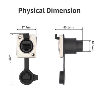ETH6L RJ45 D-Type Female to Female Signal Panel Waterproof Ethernet LAN Connector, ETH6L