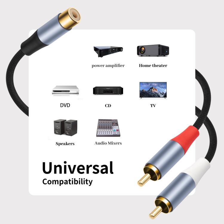 8004MMF RCA Female to 2 RCA Male Y-shaped Splitter Audio Cable, 8004MMF