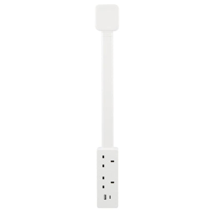 UK Plug Square Power Outlet Extender Power Socket Extension Tool With USB / Type-C Fast Charging, 3 AC + USB, UK Plug