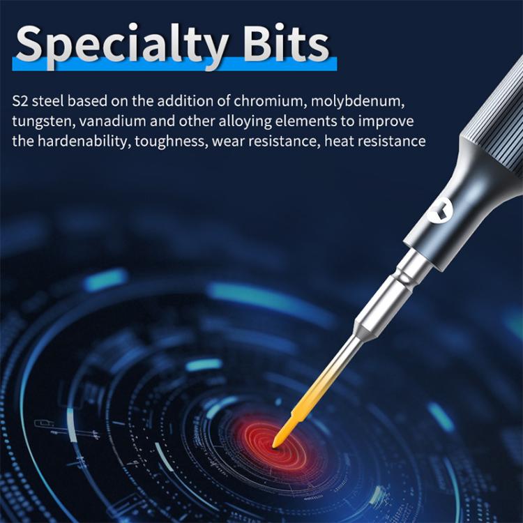 JTX JT-87 Anti-Slip Super Hard S2 Steel Precision 2D Screwdriver, Y 0.6, T2, 1.5, 0.8, 2.5, 5 in 1 Set