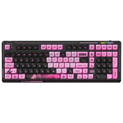LINGBAO K98 101 Keys Triple-mode Wireless Game Keyboard, Black Pink-Flower Field Axis, Black Red-Red Rabbit Axis, Blackberry Powder-Red Rabbit Axis Pro, Blackberry Powder-Glazed Tile Axis, White Purple-Flower Field Axis, Purple-Red Rabbit Axis Pro...