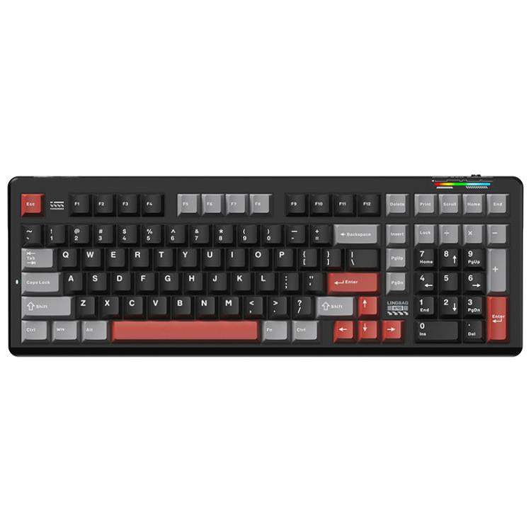 LINGBAO K98 101 Keys Triple-mode Wireless Game Keyboard, Black Pink-Flower Field Axis, Black Red-Red Rabbit Axis, Blackberry Powder-Red Rabbit Axis Pro, Blackberry Powder-Glazed Tile Axis, White Purple-Flower Field Axis, Purple-Red Rabbit Axis Pro...