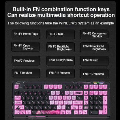 LINGBAO K98 101 Keys Triple-mode Wireless Game Keyboard, Black Pink-Flower Field Axis, Black Red-Red Rabbit Axis, Blackberry Powder-Red Rabbit Axis Pro, Blackberry Powder-Glazed Tile Axis, White Purple-Flower Field Axis, Purple-Red Rabbit Axis Pro...