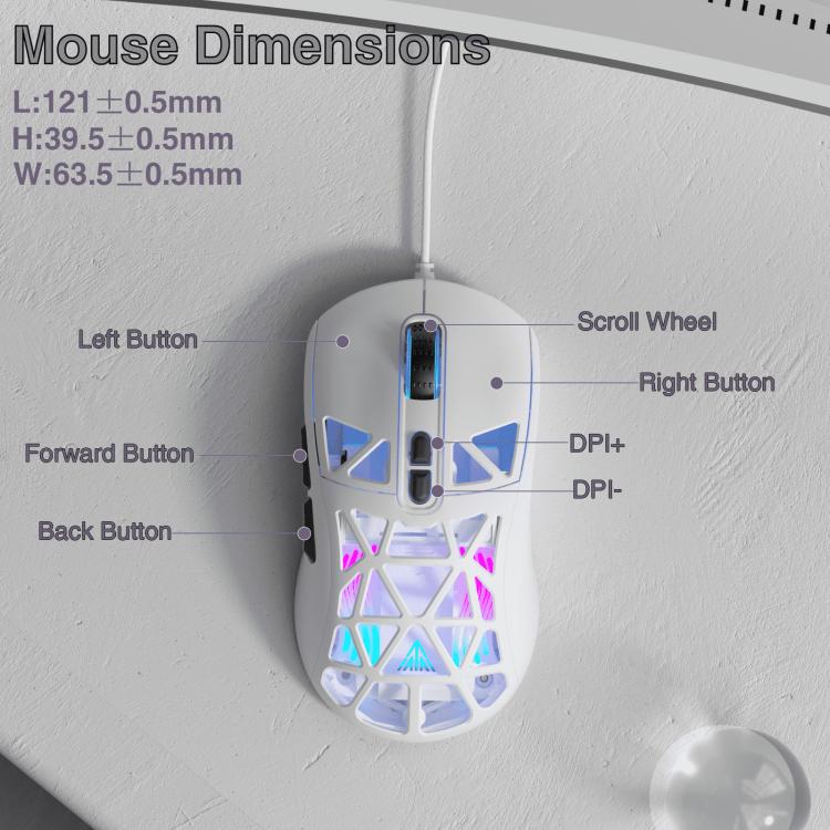 SOLAKAKA SM901 Hollow RGB Light Wired Gaming Mouse, SM901
