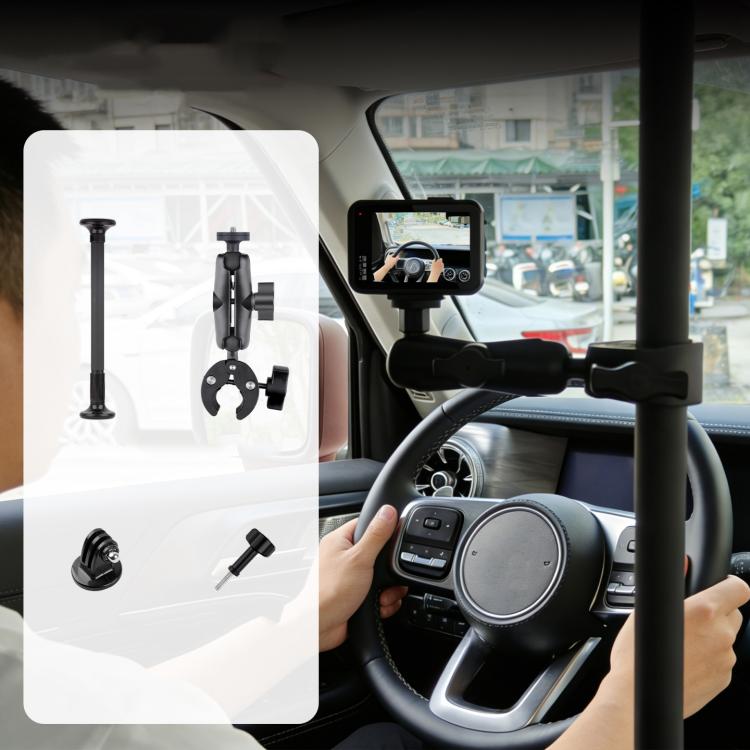 In-Car Camera Adjustable Mount Support Pole Extension Rod, 52-81.5cm Basic, 70-121cm Extended, Basic 4 in 1 Set with Crab Clip, Extend 4 in 1 Set with Crab Clip, Basic 5 in 1 Set with Clip Pocket Frame, Extend 5 in 1 Set with Clip Pocket Frame