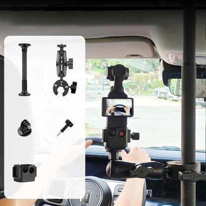 In-Car Camera Adjustable Mount Support Pole Extension Rod, 52-81.5cm Basic, 70-121cm Extended, Basic 4 in 1 Set with Crab Clip, Extend 4 in 1 Set with Crab Clip, Basic 5 in 1 Set with Clip Pocket Frame, Extend 5 in 1 Set with Clip Pocket Frame