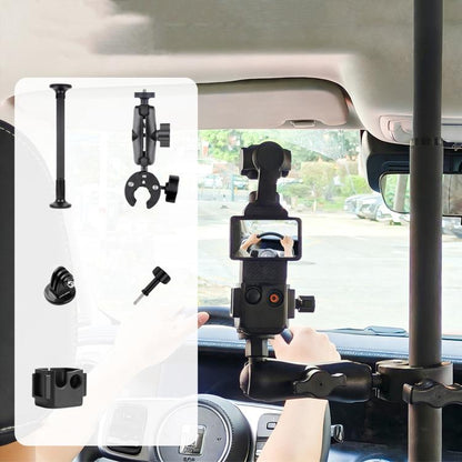 In-Car Camera Adjustable Mount Support Pole Extension Rod, 52-81.5cm Basic, 70-121cm Extended, Basic 4 in 1 Set with Crab Clip, Extend 4 in 1 Set with Crab Clip, Basic 5 in 1 Set with Clip Pocket Frame, Extend 5 in 1 Set with Clip Pocket Frame
