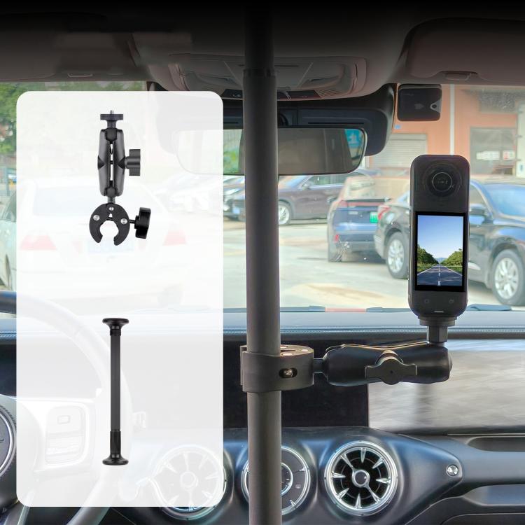 In-Car Camera Adjustable Mount Support Pole Extension Rod, 52-81.5cm Basic, 70-121cm Extended, Basic 4 in 1 Set with Crab Clip, Extend 4 in 1 Set with Crab Clip, Basic 5 in 1 Set with Clip Pocket Frame, Extend 5 in 1 Set with Clip Pocket Frame