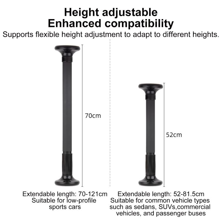 In-Car Camera Adjustable Mount Support Pole Extension Rod, 52-81.5cm Basic, 70-121cm Extended, Basic 4 in 1 Set with Crab Clip, Extend 4 in 1 Set with Crab Clip, Basic 5 in 1 Set with Clip Pocket Frame, Extend 5 in 1 Set with Clip Pocket Frame