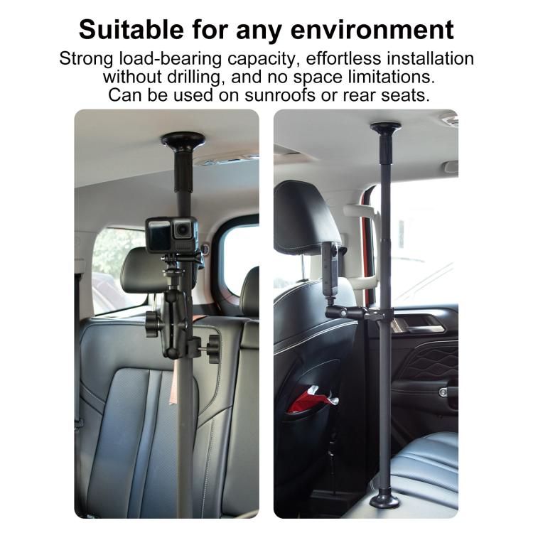 In-Car Camera Adjustable Mount Support Pole Extension Rod, 52-81.5cm Basic, 70-121cm Extended, Basic 4 in 1 Set with Crab Clip, Extend 4 in 1 Set with Crab Clip, Basic 5 in 1 Set with Clip Pocket Frame, Extend 5 in 1 Set with Clip Pocket Frame