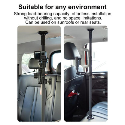 In-Car Camera Adjustable Mount Support Pole Extension Rod, 52-81.5cm Basic, 70-121cm Extended, Basic 4 in 1 Set with Crab Clip, Extend 4 in 1 Set with Crab Clip, Basic 5 in 1 Set with Clip Pocket Frame, Extend 5 in 1 Set with Clip Pocket Frame