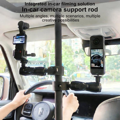 In-Car Camera Adjustable Mount Support Pole Extension Rod, 52-81.5cm Basic, 70-121cm Extended, Basic 4 in 1 Set with Crab Clip, Extend 4 in 1 Set with Crab Clip, Basic 5 in 1 Set with Clip Pocket Frame, Extend 5 in 1 Set with Clip Pocket Frame