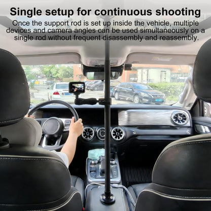 In-Car Camera Adjustable Mount Support Pole Extension Rod, 52-81.5cm Basic, 70-121cm Extended, Basic 4 in 1 Set with Crab Clip, Extend 4 in 1 Set with Crab Clip, Basic 5 in 1 Set with Clip Pocket Frame, Extend 5 in 1 Set with Clip Pocket Frame