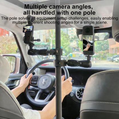 In-Car Camera Adjustable Mount Support Pole Extension Rod, 52-81.5cm Basic, 70-121cm Extended, Basic 4 in 1 Set with Crab Clip, Extend 4 in 1 Set with Crab Clip, Basic 5 in 1 Set with Clip Pocket Frame, Extend 5 in 1 Set with Clip Pocket Frame