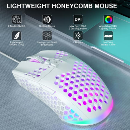 SOLAKAKA SM900 Honeycomb Hollow RGB Light Wired Gaming Mouse, SM900
