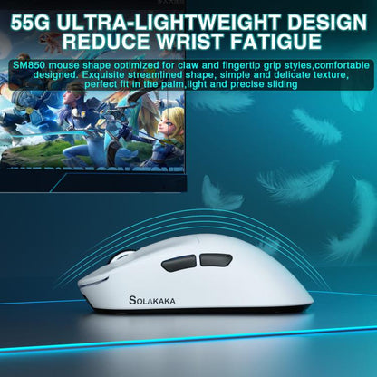 SOLAKAKA SM850 24000DPI 2.4GHz + BT + Wired Tri-mode Wireless Mouse, SM850