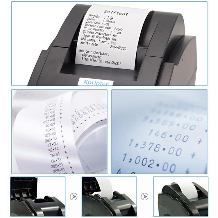 Xprinter XP-58IIIK 58mm Thermal Receipt Printer, USB, Parallel Port, 25 Pin to 9 Pin Serial Port