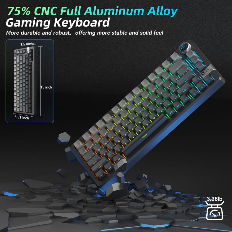 SOLAKAKA Ki75 Tri-mode RGB Side-Legend Wireless Mechanical Keyboard, Seiya Switch