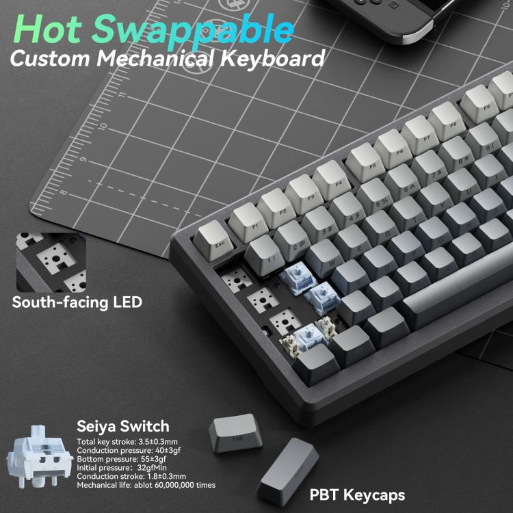 SOLAKAKA Ki75 Tri-mode RGB Side-Legend Wireless Mechanical Keyboard, Seiya Switch