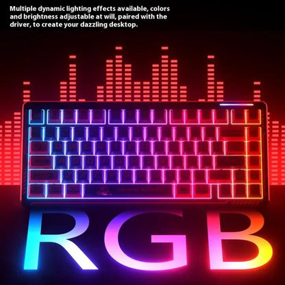 LINGBAO K75 82 Keys Triple-Mode Wireless Mechanical Keyboard, Blue White-Hanada Axis, Blue White-Smoky Purple Axis, Black Red White-Red Rabbit Axis PRO, Black Red-Blue Feather Axis