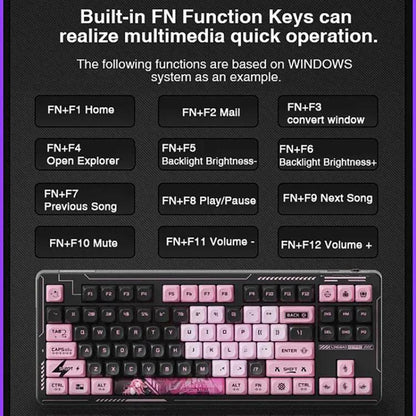 LINGBAO K87 Pro Tri-Mode Hot Swap Game Mechanical Keyboard, Elinia-Hanada Axis, Wu Kong-Hanada Axis, Lucinel-Hanada Axis, Serafina-Hanada Axis