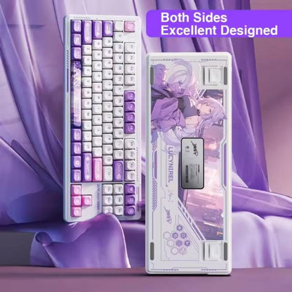 LINGBAO K87 Pro Tri-Mode Hot Swap Game Mechanical Keyboard, Elinia-Hanada Axis, Wu Kong-Hanada Axis, Lucinel-Hanada Axis, Serafina-Hanada Axis
