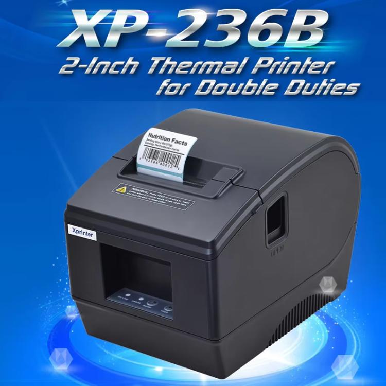 Xprinter XP-236BL-BT 58mm Computer & Phone Version Bluetooth Thermal Barcode Label Printer, XP-236BL-BT